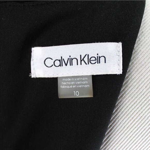 Calvin Klein Sheath Dress Womens 10 Black Velvet Flocked Animal Print Sleeveless - Picture 7 of 7